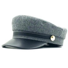 Sombreros octogonales de lana para mujer, gorros planos de tejido sólido, boinas informales, sombrero militar 2024 - compra barato