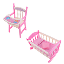 Boneca do bebê da criança móveis playset-abs cadeira alta berço cama berço reborn conjunto da criança cadeira de jantar acessórios 2024 - compre barato