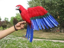 Grande 40x60cm papagaio de penas vermelhas e azuis, asas espalhadas de polietileno & penas, artesanato de pássaros, adereço de decoração de jardim, presente a2426 2024 - compre barato
