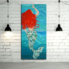 Wholesale Hand Painted Canvas For Living Room Decoration Hand Painted Mermaid Oil Painting On Canvas For Friends Unique Gifts 2024 - buy cheap