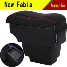 For New Fabia armrest box central Store content Storage skoda Fabia 3 armrest box with cup holder ashtray USB 2024 - buy cheap