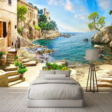 Pintura De pared personalizada para sala De estar, pintura De Papel pintado con foto 3D, castillo, vista al mar, TV, pared del dormitorio, cubierta De decoración, Mural De Papel De pared 2024 - compra barato