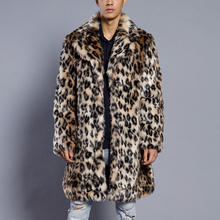 Piel de leopardo de piel para hombre, abrigo grueso informal, Parka larga, cálida, ropa de marca de piel auténtica 2024 - compra barato