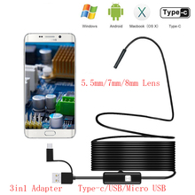 Mini Camera Android PC Typec-C/USB  Endoscope Camera 1M 2M 5M Snake Cable Led Light Waterproof Endoscope Inspection Borescope 2024 - buy cheap