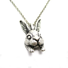 Kinitial 1pcs 3D Realistic Rabbit Head Shaped Animal Necklaces Pendants Gift for Women Girls Antique Mens Necklace Chain 2024 - buy cheap