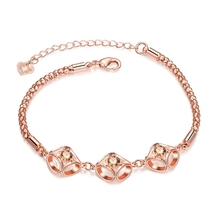 Luxury Rose Gold Color Chain Link Bracelet For Women Shining Cubic Zircon Crystal Gifts Jewelry Ladies Bangles Bracelets 2019 2024 - buy cheap