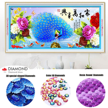 Forma especial, bordado de diamante, completo, diy, pintura de diamante, "pavão azul", mosaico de diamante, imagem de contas, decoração de casa, artesanato, presente 2024 - compre barato