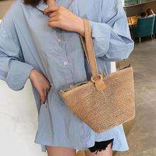 New Vintage Messenger Handbag Fashion Women Beach Handmade Knit Ring Tote Pouch Bali Bohemian Crossbody Shoulder Straw Bag 2024 - buy cheap