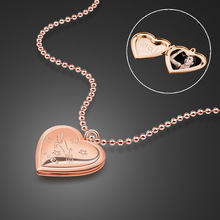 Twelve Constellation Design Pattern Heart Pendant Necklace 100%925 Sterling Silver Rose Gold Photo Box Pendant Necklace bijoux 2024 - buy cheap