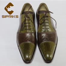 Sipriks-zapatos de punta de avestruz para hombre, calzado Oxford con estampado de jefe, zapatos de negocios, trajes de Goodyear, Social 46, cuero de vaca 2024 - compra barato