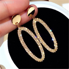 Geometric Oval Dangle Earrings Hyperbole Rhinestone Long Earring 2020 New Fashion Women Fashion Jewelry Earring 2024 - buy cheap