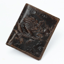 Billetera con patrón de dragón para hombre, billetera de cuero genuino con Clip de dólar Vintage, monedero pequeño de cuero de vaca 2024 - compra barato