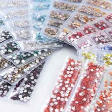 1728pcs Glass Multi-size Crystal Nail Rhinestones Set Flatback Glitter Strass 3D Nail Art Decorations For Nail Jewelry 2024 - buy cheap