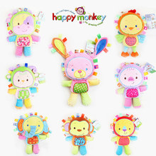 Happy Monkey Baby 35cm Plush Rattle Toys Animal Hand Bells Sound Plush Baby Toy Newbron Gift Animal elephant monkey lion Doll 2024 - buy cheap