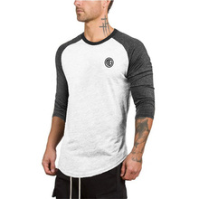 Brand Bodybuilding T Shirt Men Fashion O-Neck T-shirt Men's Casual Cotton 3/4 Sleeve Tshirt Slim Fit Raglan Fitness T Shirt Man 2024 - buy cheap