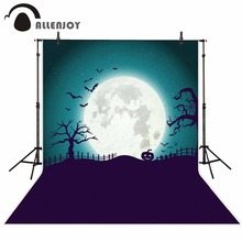 Telones de fondo fotográfico allenjoy Luna calabaza árbol murciélago Halloween tela pictórica dibujos animados fondos para estudio fotográfico 2024 - compra barato