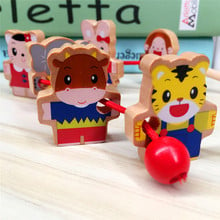 New Children Wooden Doll Toys Educational Game For Kids 6pcs Colorful Various Mini Animal Beads Toys Hot Sale 2024 - buy cheap