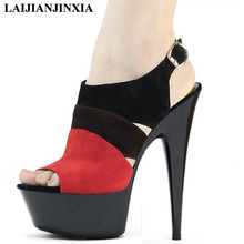 Laijianjinxi sapatos de salto alto femininos, calçado stiletto sexy para dança de poste 15cm, sandálias com plataforma 2024 - compre barato