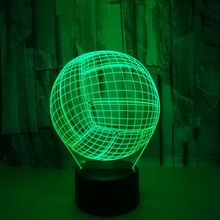 Креативный волейбольный 3D Ночник детская игрушка 3d Настольный светильник производитель оптом настольные лампы 2024 - купить недорого