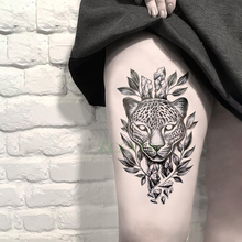 Водостойкая Временная тату-наклейка Леопардовый Оливковый лист пантера тату вспышка тату поддельные татуировки для женщин и мужчин 2024 - купить недорого