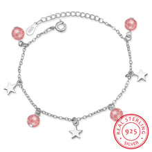 Pingente de estrela de cristal de morango, bola de prata esterlina 925 temperamento criativo feminino doce moda pulseiras de reposição 2024 - compre barato