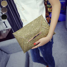 Simple Fashion Women Envelope Clutch Bag Solid Color Leather Glitter Purse Party Delicate Handbag Ladies Wedding Bags WM 2024 - buy cheap