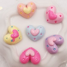 20pcs 12*15mm Resin Lovely 3D Colorful Heart Flat Back Stone Appliques DIY Wedding Scrapbook Craft F620 2024 - compre barato