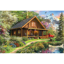 Pintura de diamante 5D DIY "Casa de punto de cruz", cuentas cuadradas completas, mosaico de paisaje, bordado de diamantes, imágenes, novedad de 2019 2024 - compra barato