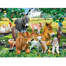 Quadrado completo 5d diy pintura diamante cavalos porcos burro 3d redondo bordado ponto cruz mosaico presente de natal adesivo parede 2024 - compre barato