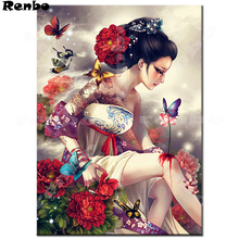 New arrival 5D DIY Diamond Painting full drill square Cross Stitch Japanese woman 3D Embroidery rhinestones wallpaper A166 2024 - buy cheap
