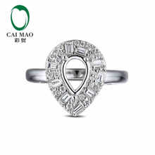 CaiMao Pear cut Semi Mount кольцо настройки & 0.63ct АЛМАЗ 18 к белое золото обручальное кольцо с драгоценными камнями ювелирные изделия 2024 - купить недорого