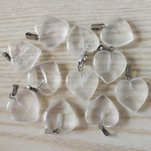 Wholesale 20mm natural crystal stone pendant charms love heart pendants 20mm for jewelry making 12pcs/lot Free shipping 2024 - buy cheap
