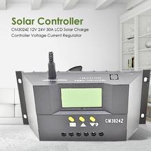 Controlador de carga Solar CM3024Z, 12V, 24V, 30A, pantalla LCD, regulador de corriente de voltaje PWM, herramientas de medición inteligente de regulador Solar 2024 - compra barato