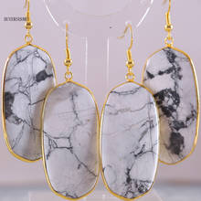 Free Shipping New without tags Fashion Jewelrly Natural Stone White Howlite Dangle Earrings 1Pair RU007 2024 - buy cheap