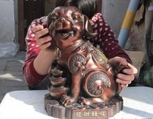 Estatua de Animal de perro Yuanbao, estatua china de Fengshui, suerte, bronce, cobre, dinero 2024 - compra barato