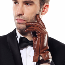 HOT SALE Men's Genuine Leather Gloves Swallow Tailed Design Winter Sheepskin Glove Velvet Lined Gloves Male EM009WQF-5 2024 - buy cheap
