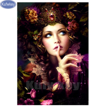 Flower painting sale Diamond embroidery beauty 5d diy diamond painting girl square diamond mosaic crystal cross stitch kits 2024 - buy cheap