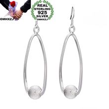 OMHXZJ Wholesale European Fashion Woman Girl Party Wedding Gift Silver Oval Ball 925 Sterling Silver Drop Earrings EA348 2024 - buy cheap