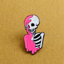 Halloween Party Accessories Skull Skeleton With Pink Oil Paint Painted Skin Brooch Button Enamel Lapel Pin Badge Gothic Jewelry 2024 - buy cheap