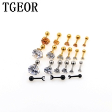 Free shipping hot wholesale 60pcs mixed 5 sizes titanium plated colors claw Zircon  tragus piercing earring 2024 - buy cheap
