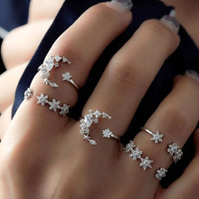 Женское кольцо с Луной и звездой Yobest, винтажное свадебное кольцо в стиле бохо с кристаллами, богемное кольцо на палец средней длины, ювелирные изделия 2024 - купить недорого