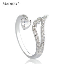 Madrry Copper Metal Cubic Zirconia Thin Rings For Women Girl Engagement anel Anneaux Silver color Anel Masculino Finger Anillos 2024 - buy cheap