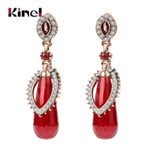 Kinel Natural Stone Drop Earrings For Women Fashion Antique Gold Color Vintage Jewelry Luxury Crystal Gift 2018 New Arrivals 2024 - buy cheap