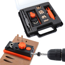 Dowel Jig-Kit con portapiezas con orificios, localizador de agujeros de 9,5mm, herramienta de guía de taladro manual de plástico ABS para carpintería con caja, 6, 8, 10, 12mm 2024 - compra barato