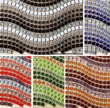 Adesivo de design de mosaico em forma de onda, decalque de mosaico em cerâmica mista com galvanização cristalina, para cozinha, banheiro, quarto, arte em piso 2024 - compre barato