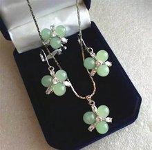 Conjunto de joias com 3 pedra verde-luz, joias estilosas com pingentes de flores e miçangas (#7.8,9) 2024 - compre barato