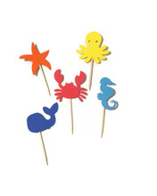 Sea Animals Cupcake Toppers - beach ocean wedding cake topper sea party toothpicks birthday food pick 2024 - buy cheap