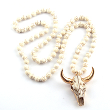 Fashion Bohemian Tribal Jewelry White Stone Knotted Horn Pendant Necklaces For Women Ethnic Necklace 2024 - buy cheap