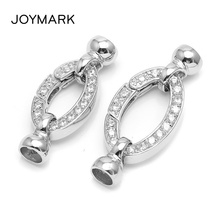 925 Sterling Silver Zircon Pave Spring Ring Lock Clasp With End Caps Connectors Pearl Jewelry Accessories Findings SC-CZ114 2024 - buy cheap