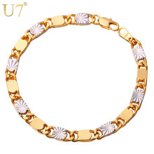 U7-pulsera de oro de dos tonos para hombre, joyería de Color dorado, de moda, 6 MM, 20 CM, H714 2024 - compra barato
